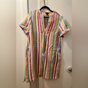 J. Crew Striped Linen Dress - L